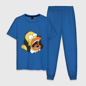 Мужская пижама хлопок с принтом Гомер Симпсон вылезает в Курске, 100% хлопок | брюки и футболка прямого кроя, без карманов, на брюках мягкая резинка на поясе и по низу штанин
 | гомер