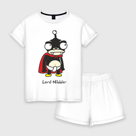 Женская пижама с шортиками хлопок с принтом Lord Nibbler в Курске, 100% хлопок | футболка прямого кроя, шорты свободные с широкой мягкой резинкой | futurama | lord nibbler | лорд нибблер | футурама
