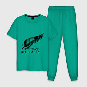 Мужская пижама хлопок с принтом All blacks в Курске, 100% хлопок | брюки и футболка прямого кроя, без карманов, на брюках мягкая резинка на поясе и по низу штанин
 | американский футбол | регби