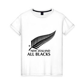 Женская футболка хлопок с принтом All blacks в Курске, 100% хлопок | прямой крой, круглый вырез горловины, длина до линии бедер, слегка спущенное плечо | американский футбол | регби