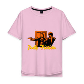 Мужская футболка хлопок Oversize с принтом Pulp Fiction в Курске, 100% хлопок | свободный крой, круглый ворот, “спинка” длиннее передней части | Тематика изображения на принте: pulp fiction | криминальное чтиво
