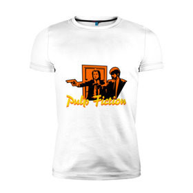 Мужская футболка премиум с принтом Pulp Fiction в Курске, 92% хлопок, 8% лайкра | приталенный силуэт, круглый вырез ворота, длина до линии бедра, короткий рукав | pulp fiction | криминальное чтиво