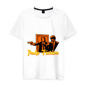Мужская футболка хлопок с принтом Pulp Fiction в Курске, 100% хлопок | прямой крой, круглый вырез горловины, длина до линии бедер, слегка спущенное плечо. | pulp fiction | криминальное чтиво