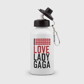 Бутылка спортивная с принтом I love Lady Gaga в Курске, металл | емкость — 500 мл, в комплекте две пластиковые крышки и карабин для крепления | Тематика изображения на принте: i love | lady gaga | pop | леди гага | поп | я люблю