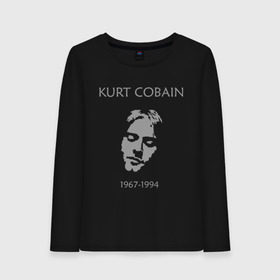 Женский лонгслив хлопок с принтом Kurt Cobain в Курске, 100% хлопок |  | kurt cobain | nirvana | кумиры | курт кобейн | легенды | нирвана | певцы | портреты