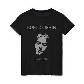 Женская футболка хлопок с принтом Kurt Cobain в Курске, 100% хлопок | прямой крой, круглый вырез горловины, длина до линии бедер, слегка спущенное плечо | kurt cobain | nirvana | кумиры | курт кобейн | легенды | нирвана | певцы | портреты