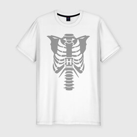 Мужская футболка премиум с принтом Доктор Хаус (скелет) в Курске, 92% хлопок, 8% лайкра | приталенный силуэт, круглый вырез ворота, длина до линии бедра, короткий рукав | Тематика изображения на принте: скелет