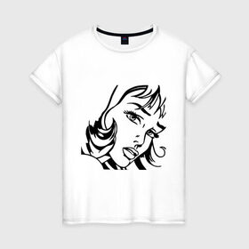 Женская футболка хлопок с принтом Красивая девушка в Курске, 100% хлопок | прямой крой, круглый вырез горловины, длина до линии бедер, слегка спущенное плечо | 