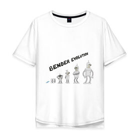 Мужская футболка хлопок Oversize с принтом Bender evolution в Курске, 100% хлопок | свободный крой, круглый ворот, “спинка” длиннее передней части | bender | evolution | futurama | футурама | эволюция