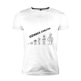 Мужская футболка премиум с принтом Bender evolution в Курске, 92% хлопок, 8% лайкра | приталенный силуэт, круглый вырез ворота, длина до линии бедра, короткий рукав | bender | evolution | futurama | футурама | эволюция
