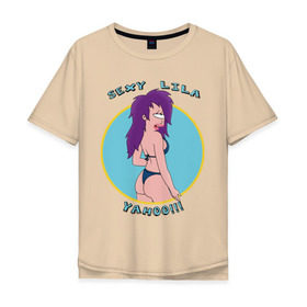 Мужская футболка хлопок Oversize с принтом Sexy Lila в Курске, 100% хлопок | свободный крой, круглый ворот, “спинка” длиннее передней части | futurama | lila | футурама