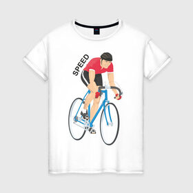 Женская футболка хлопок с принтом BikeRace в Курске, 100% хлопок | прямой крой, круглый вырез горловины, длина до линии бедер, слегка спущенное плечо | 