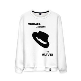 Мужской свитшот хлопок с принтом Michael Jackson is Alive в Курске, 100% хлопок |  | Тематика изображения на принте: michael jackson | mj | pop | майкл джексон | поп