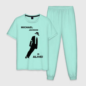 Мужская пижама хлопок с принтом Майкл Джексон жив! в Курске, 100% хлопок | брюки и футболка прямого кроя, без карманов, на брюках мягкая резинка на поясе и по низу штанин
 | майкл джексон