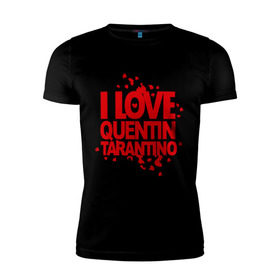 Мужская футболка премиум с принтом I love Quentin Tarantino в Курске, 92% хлопок, 8% лайкра | приталенный силуэт, круглый вырез ворота, длина до линии бедра, короткий рукав | кветин таранино | я люблю