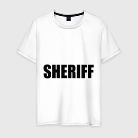 Мужская футболка хлопок с принтом Sheriff (шериф) в Курске, 100% хлопок | прямой крой, круглый вырез горловины, длина до линии бедер, слегка спущенное плечо. | 