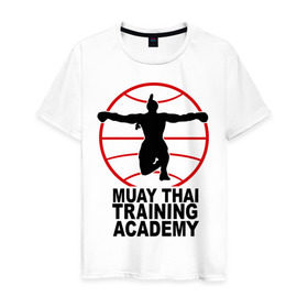 Мужская футболка хлопок с принтом Mauy Thai Training Academy в Курске, 100% хлопок | прямой крой, круглый вырез горловины, длина до линии бедер, слегка спущенное плечо. | Тематика изображения на принте: 