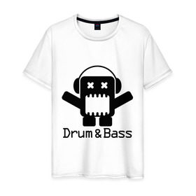Мужская футболка хлопок с принтом Drum and Bass (3) в Курске, 100% хлопок | прямой крой, круглый вырез горловины, длина до линии бедер, слегка спущенное плечо. | dnb | бас | драм | драм н бас | драмнбас