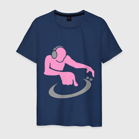Мужская футболка хлопок с принтом Диджей (DJ) в Курске, 100% хлопок | прямой крой, круглый вырез горловины, длина до линии бедер, слегка спущенное плечо. | dj | вертушка | диджей | пластинка