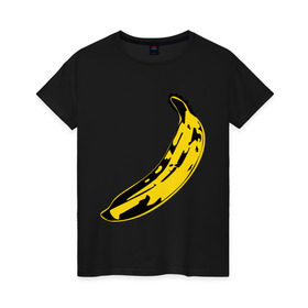 Женская футболка хлопок с принтом Банан в Курске, 100% хлопок | прямой крой, круглый вырез горловины, длина до линии бедер, слегка спущенное плечо | banana