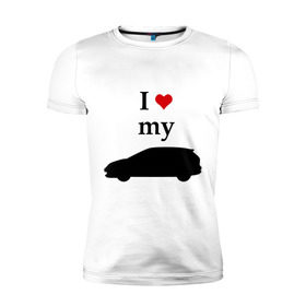 Мужская футболка премиум с принтом I love my car в Курске, 92% хлопок, 8% лайкра | приталенный силуэт, круглый вырез ворота, длина до линии бедра, короткий рукав | i love my car | авто | автомобиль | машины | тачки