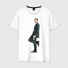 Мужская футболка хлопок с принтом Брэд Питт в Курске, 100% хлопок | прямой крой, круглый вырез горловины, длина до линии бедер, слегка спущенное плечо. | brad pitt | брэд питт | мистер и миссис смит