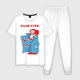 Мужская пижама хлопок с принтом Марио - Игра окончена в Курске, 100% хлопок | брюки и футболка прямого кроя, без карманов, на брюках мягкая резинка на поясе и по низу штанин
 | nintendo | марио | нинтендо
