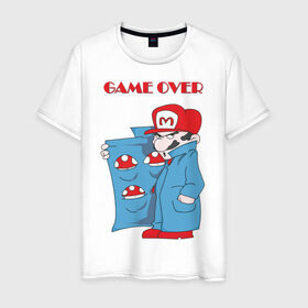 Мужская футболка хлопок с принтом Марио - Игра окончена в Курске, 100% хлопок | прямой крой, круглый вырез горловины, длина до линии бедер, слегка спущенное плечо. | nintendo | марио | нинтендо