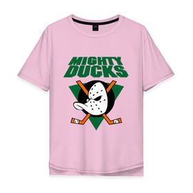 Мужская футболка хлопок Oversize с принтом Anaheim Mighty Ducks (2) в Курске, 100% хлопок | свободный крой, круглый ворот, “спинка” длиннее передней части | Тематика изображения на принте: nhl | лига | национальная лига | нхл | хокей | хоккей | хоккейная лига