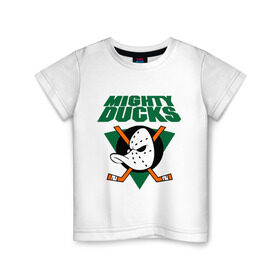 Детская футболка хлопок с принтом Anaheim Mighty Ducks (2) в Курске, 100% хлопок | круглый вырез горловины, полуприлегающий силуэт, длина до линии бедер | nhl | лига | национальная лига | нхл | хокей | хоккей | хоккейная лига