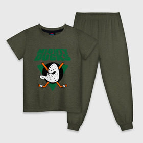 Детская пижама хлопок с принтом Anaheim Mighty Ducks (2) в Курске, 100% хлопок |  брюки и футболка прямого кроя, без карманов, на брюках мягкая резинка на поясе и по низу штанин
 | nhl | лига | национальная лига | нхл | хокей | хоккей | хоккейная лига
