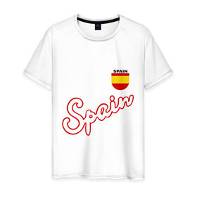 Мужская футболка хлопок с принтом Сборной Испании по футболу в Курске, 100% хлопок | прямой крой, круглый вырез горловины, длина до линии бедер, слегка спущенное плечо. | spain football | сборная испании по футболу