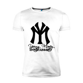 Мужская футболка премиум с принтом Young Money в Курске, 92% хлопок, 8% лайкра | приталенный силуэт, круглый вырез ворота, длина до линии бедра, короткий рукав | entertainment | gangsta | gansta | hip | hip hop | hop | rap | реп | рэп | рэпчина | хип | хип хоп | хоп