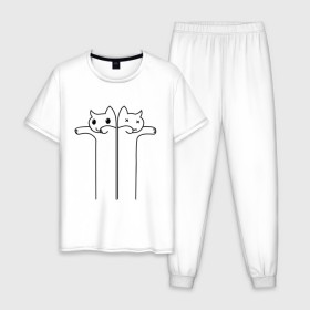 Мужская пижама хлопок с принтом Зомби коты в Курске, 100% хлопок | брюки и футболка прямого кроя, без карманов, на брюках мягкая резинка на поясе и по низу штанин
 | животные | зомби коты | коты | коты мертвецы | котята | кошки