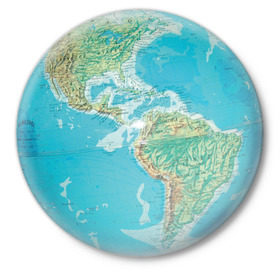 Значок с принтом Глобус в Курске,  металл | круглая форма, металлическая застежка в виде булавки | глобус | земной шар | карта | материки | планета