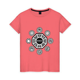 Женская футболка хлопок с принтом LOST - Все станции Dharma в Курске, 100% хлопок | прямой крой, круглый вырез горловины, длина до линии бедер, слегка спущенное плечо | dharma | lost | лост | остаться в живых