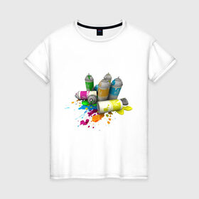 Женская футболка хлопок с принтом Краски (2) в Курске, 100% хлопок | прямой крой, круглый вырез горловины, длина до линии бедер, слегка спущенное плечо | 