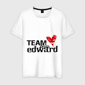 Мужская футболка хлопок с принтом Team edward в Курске, 100% хлопок | прямой крой, круглый вырез горловины, длина до линии бедер, слегка спущенное плечо. | Тематика изображения на принте: new moon | twilight | затмение | новолуние | сага | сумерки | эдвард