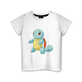Детская футболка хлопок с принтом Покемон Сквиртл в Курске, 100% хлопок | круглый вырез горловины, полуприлегающий силуэт, длина до линии бедер | pokemon | покемон | сквиртл
