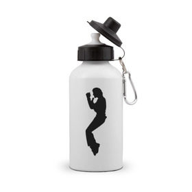 Бутылка спортивная с принтом Поп-король Майкл Джексон в Курске, металл | емкость — 500 мл, в комплекте две пластиковые крышки и карабин для крепления | michael jackson | короь | легенда | майкл джексон | поп