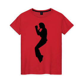 Женская футболка хлопок с принтом Поп-король Майкл Джексон в Курске, 100% хлопок | прямой крой, круглый вырез горловины, длина до линии бедер, слегка спущенное плечо | michael jackson | короь | легенда | майкл джексон | поп