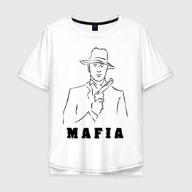 Мужская футболка хлопок Oversize с принтом Мафия в Курске, 100% хлопок | свободный крой, круглый ворот, “спинка” длиннее передней части | бандит | гангстер | клан | мафиозе | мафия | оружие | пистолет | шляпа