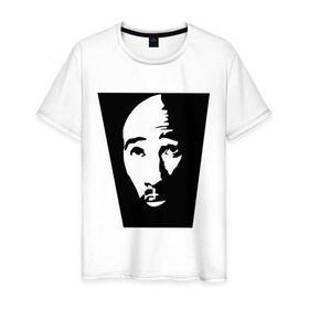 Мужская футболка хлопок с принтом 2pac face в Курске, 100% хлопок | прямой крой, круглый вырез горловины, длина до линии бедер, слегка спущенное плечо. | gansta | hip | hop | rap | tupac | рэп | тупак | хип | хоп