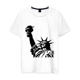 Мужская футболка хлопок с принтом Статуя свободы в Курске, 100% хлопок | прямой крой, круглый вырез горловины, длина до линии бедер, слегка спущенное плечо. | freedom | америка | символ америки | статуя | статуя свободы | статуя свободы в ny.штаты | сша