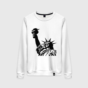 Женский свитшот хлопок с принтом Статуя свободы в Курске, 100% хлопок | прямой крой, круглый вырез, на манжетах и по низу широкая трикотажная резинка  | freedom | америка | символ америки | статуя | статуя свободы | статуя свободы в ny.штаты | сша