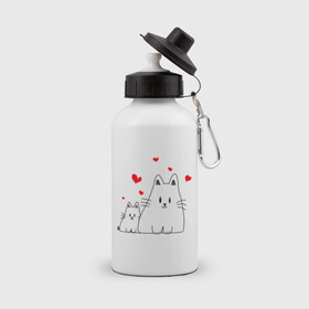 Бутылка спортивная с принтом Кошачья любовь в Курске, металл | емкость — 500 мл, в комплекте две пластиковые крышки и карабин для крепления | коты | кошачья любовь | кошки | любовь | сердце | чувства