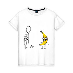 Женская футболка хлопок с принтом I`m a Banana в Курске, 100% хлопок | прямой крой, круглый вырез горловины, длина до линии бедер, слегка спущенное плечо | банан