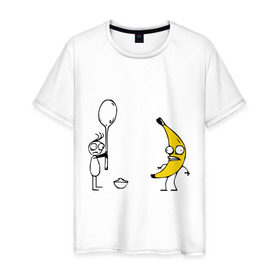 Мужская футболка хлопок с принтом I`m a Banana в Курске, 100% хлопок | прямой крой, круглый вырез горловины, длина до линии бедер, слегка спущенное плечо. | банан
