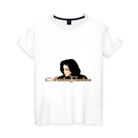 Женская футболка хлопок с принтом Майкл Джексон в Курске, 100% хлопок | прямой крой, круглый вырез горловины, длина до линии бедер, слегка спущенное плечо | Тематика изображения на принте: майкл джексон