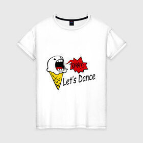 Женская футболка хлопок с принтом Танцевальное мороженное в Курске, 100% хлопок | прямой крой, круглый вырез горловины, длина до линии бедер, слегка спущенное плечо | 